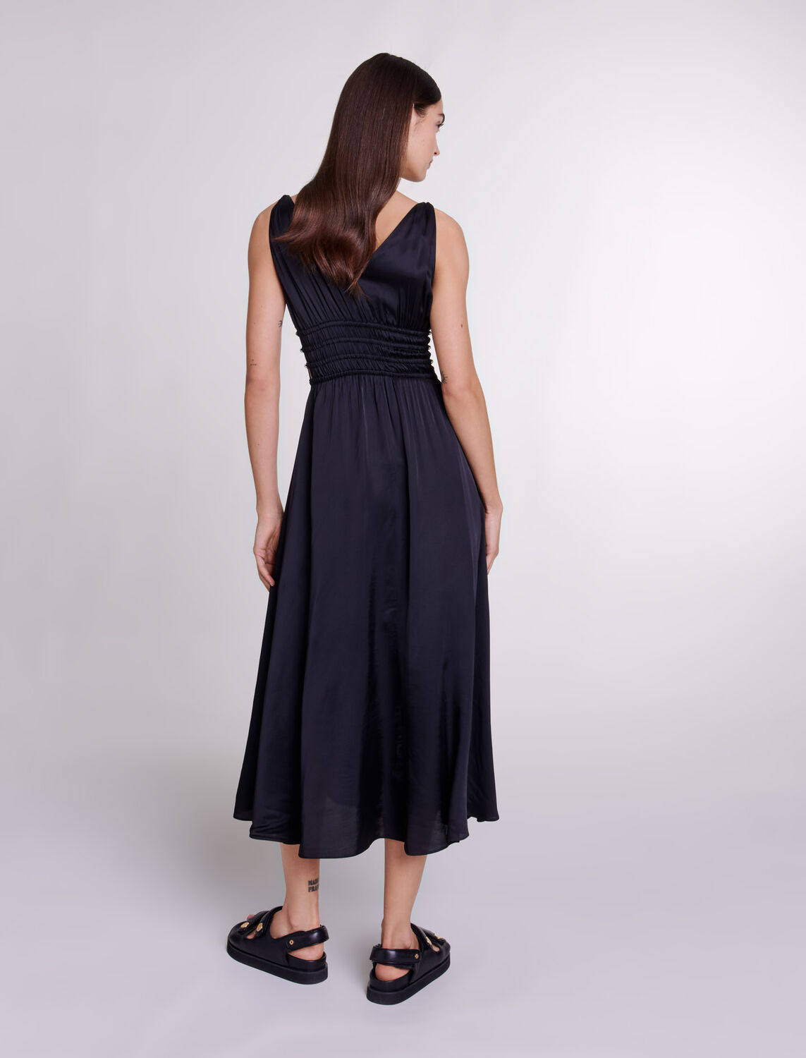 Openwork satin-effect dress - Dresses - MAJE