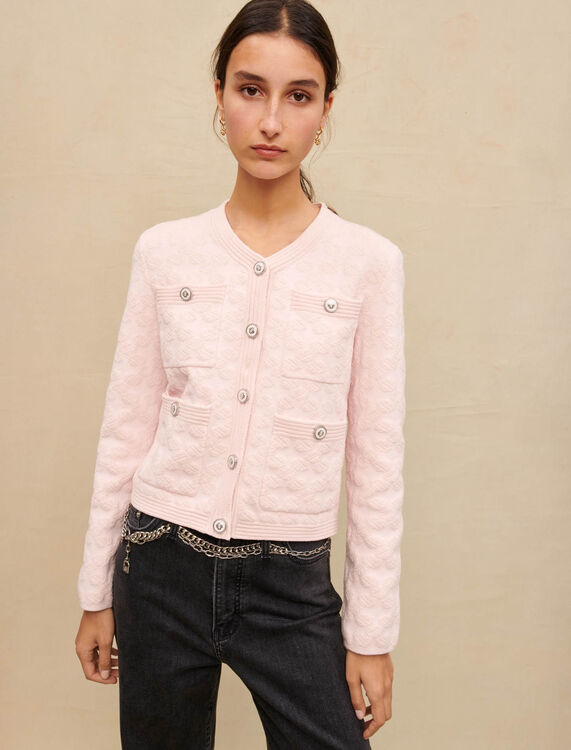 Pink textured knit cardigan - Cardigans & Sweaters - MAJE