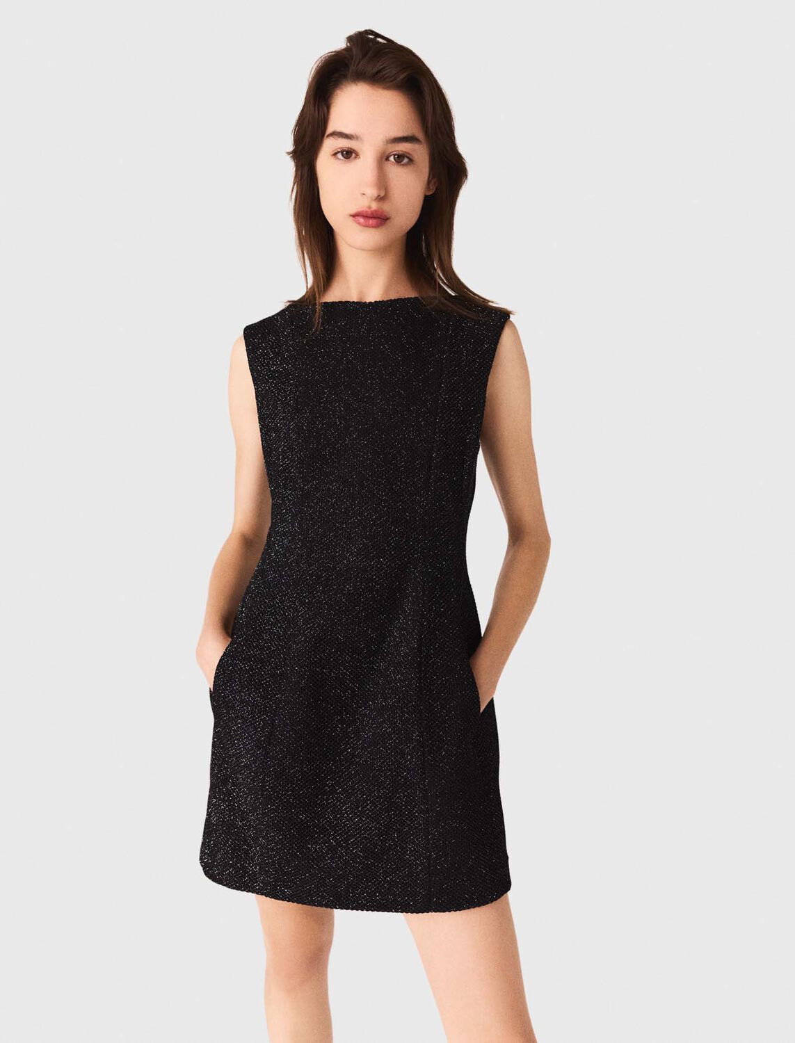 Rhinestone flared short dress : Dresses color Black