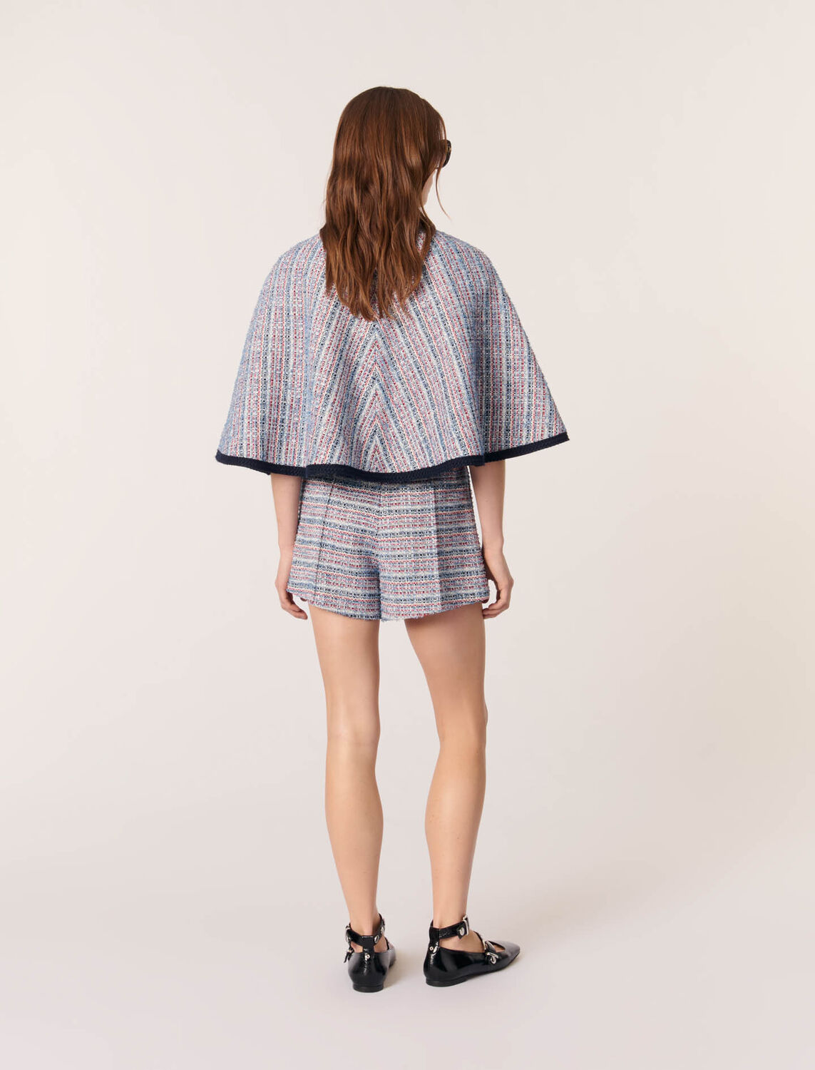 Tweed cape with contrasting trim -  - MAJE