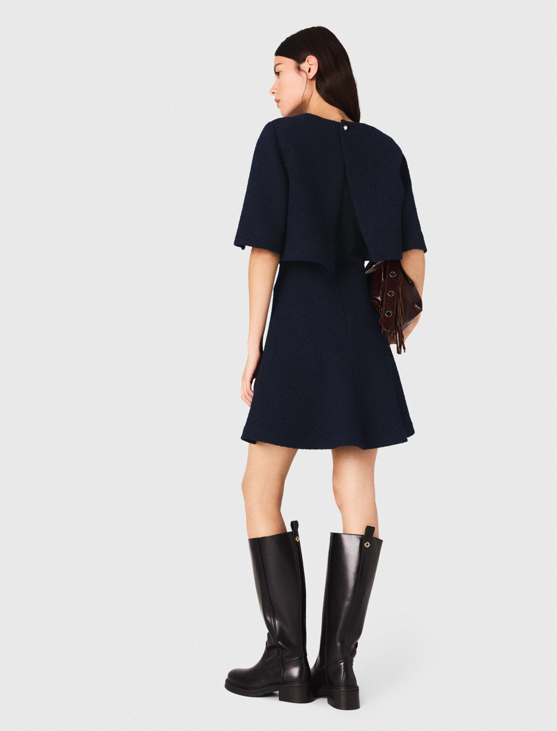 2-in-1 tweed dress : Dresses color Navy