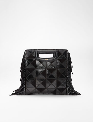 Leather M bag with patches : M Bag color Black