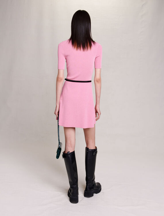Sparkly ribbed knit dress : Dresses color Pale Pink