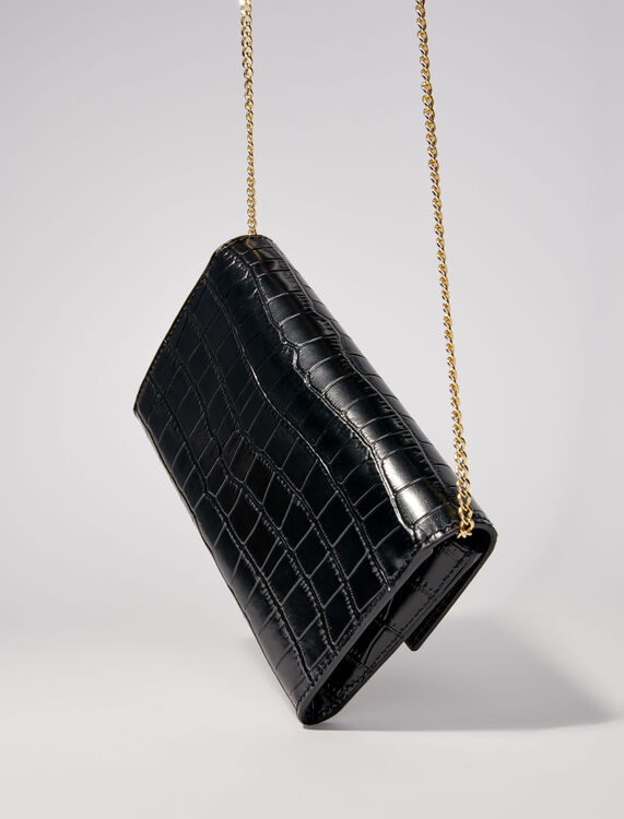 Croc-effect embossed leather bag -  - MAJE