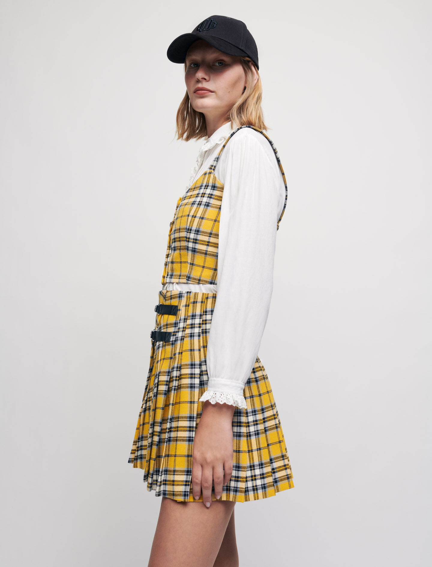 maje printed dress with pleated skirt