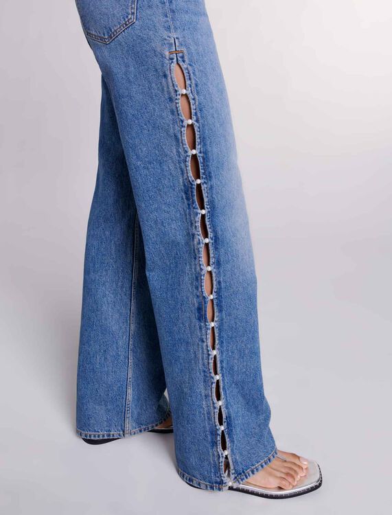 Beaded cutaway jeans -  - MAJE