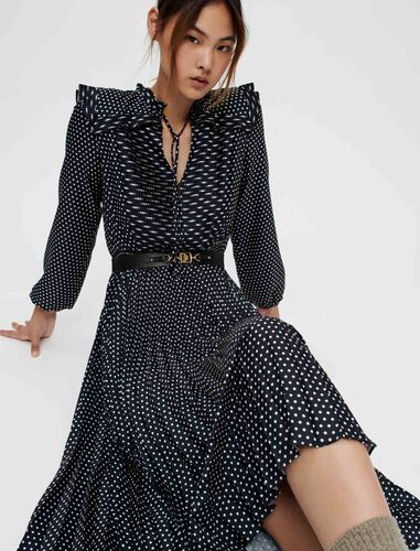 Pleated satin dress, mini Clover dots : Dresses color Clover dot