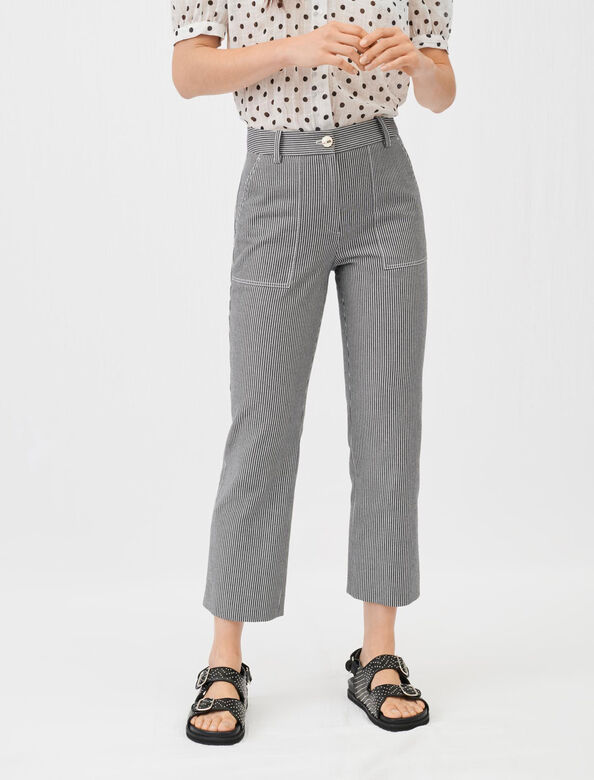 Topstitched Oshkosh stripe trousers : Trousers & Jeans color 
