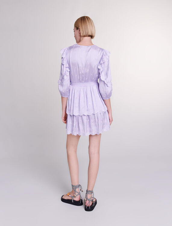 Short satin-look embroidered dress -  - MAJE