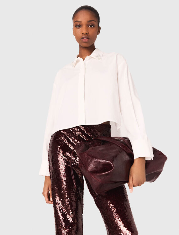 Crackled leather M Tote bag -  - MAJE