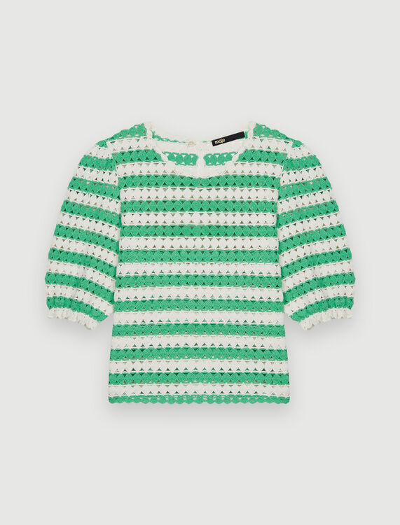 Crochet striped pullover - Cardigans & Sweaters - MAJE