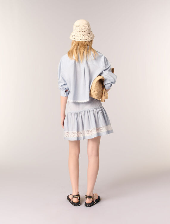 Short rhinestone striped skirt - Skirts & Shorts - MAJE