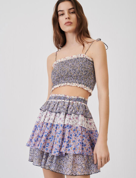 Printed cotton voile skirt with ruffles - Skirts & Shorts - MAJE