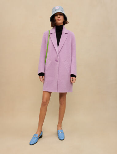 Mauve double-sided bouclé coat : Coats & Jackets color Parma Violet