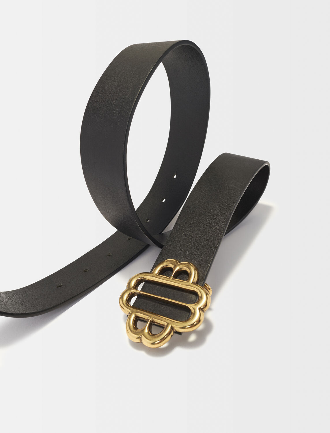 Leather belt with Clover logo - Spring-Summer 25 Collection - MAJE