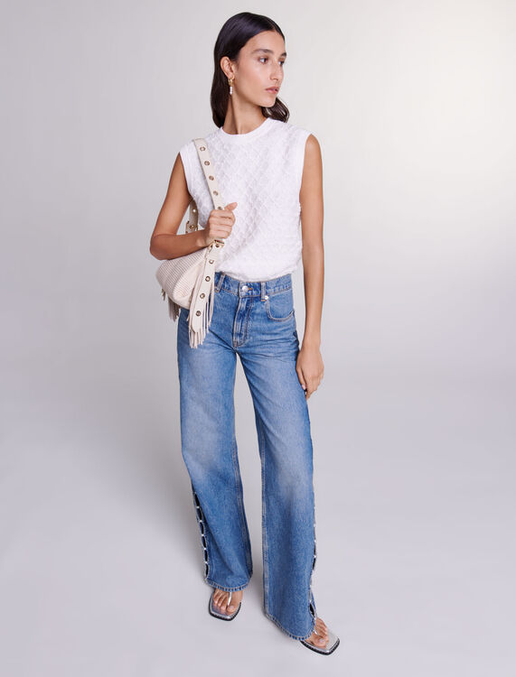 Beaded cutaway jeans - Trousers & Jeans - MAJE
