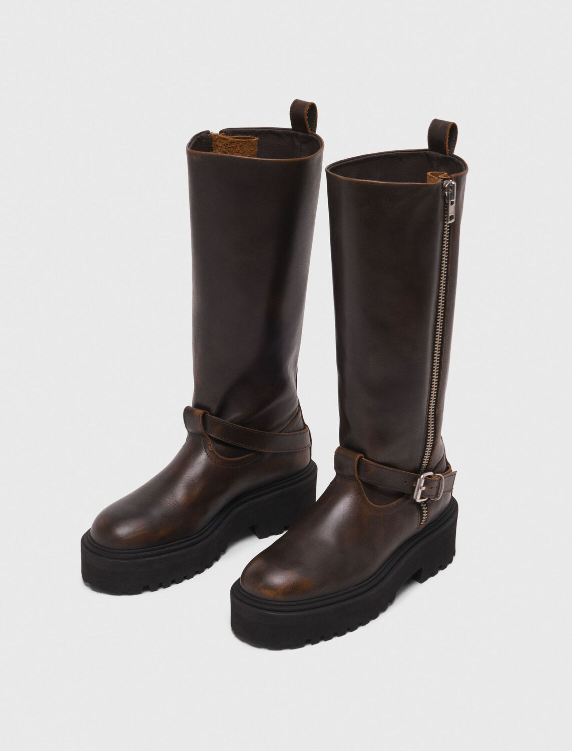 Leather biker boots - Booties & Boots - MAJE