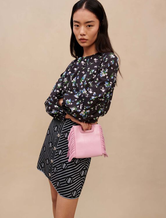 Pink leather mini M bag - M Bag - MAJE