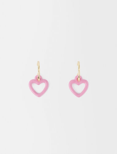 Pink heart earrings : Jewelry color Gold