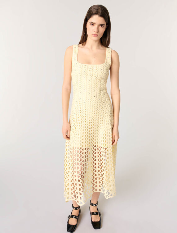 Rhinestone crochet midi dress - Dresses - MAJE