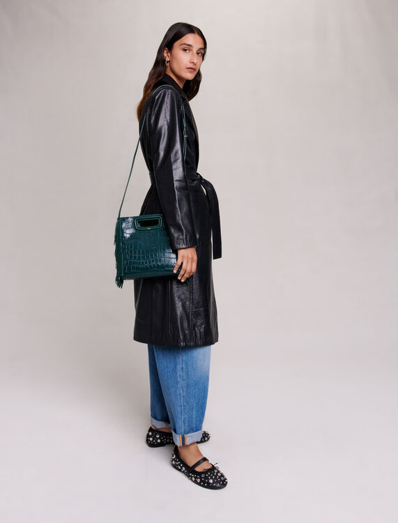 Black leather trench -  - MAJE