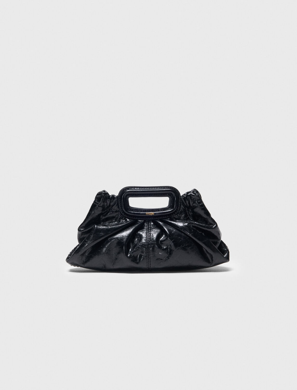 Crackled leather mini clutch : Small leather goods color Black