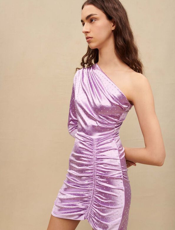 Satiny asymmetric dress : Dresses color Parma Violet
