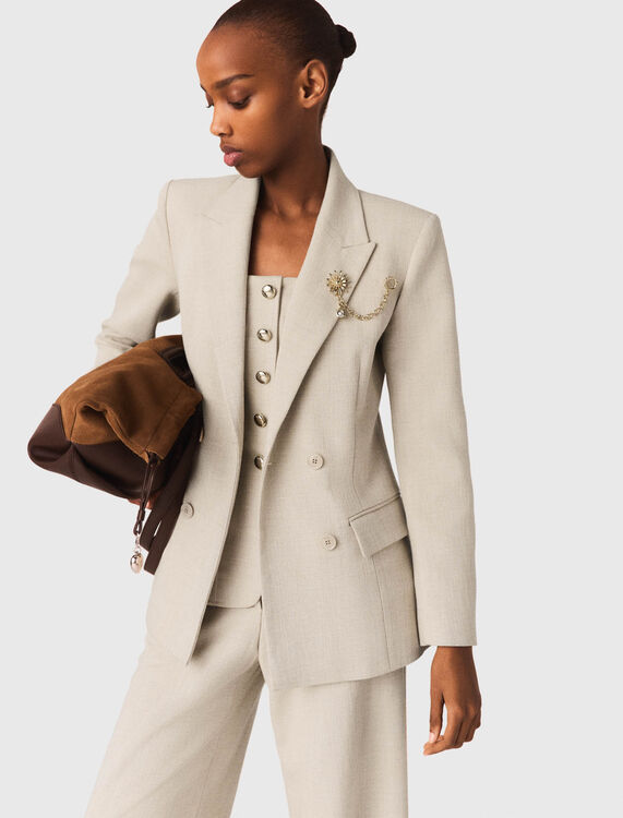 Suit jacket with brooch - Blazers & Jackets - MAJE