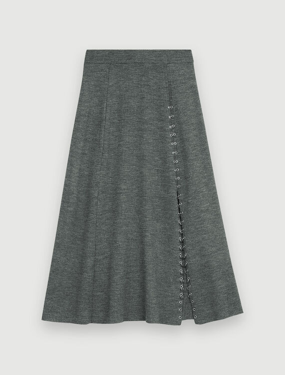 Knitted slit skirt with piercings - Skirts & Shorts - MAJE