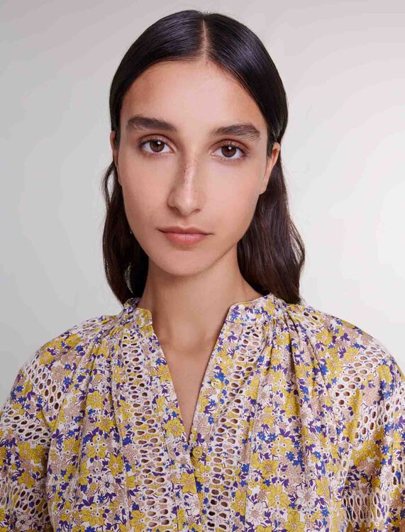 Patterned embroidered blouse - Tops - MAJE