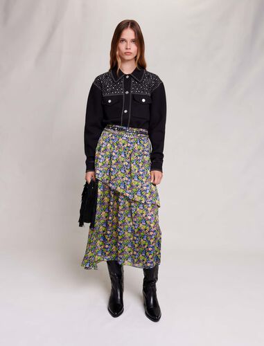 Long floral skirt : Skirts & Shorts color Primroses Multico Print