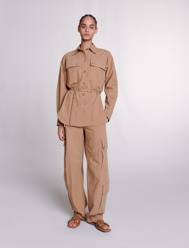 Belted long shirt : View All color Beige