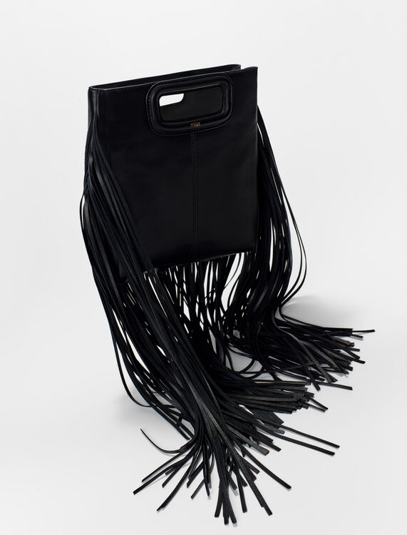 Leather M bag with fringing - Party Time - MAJE