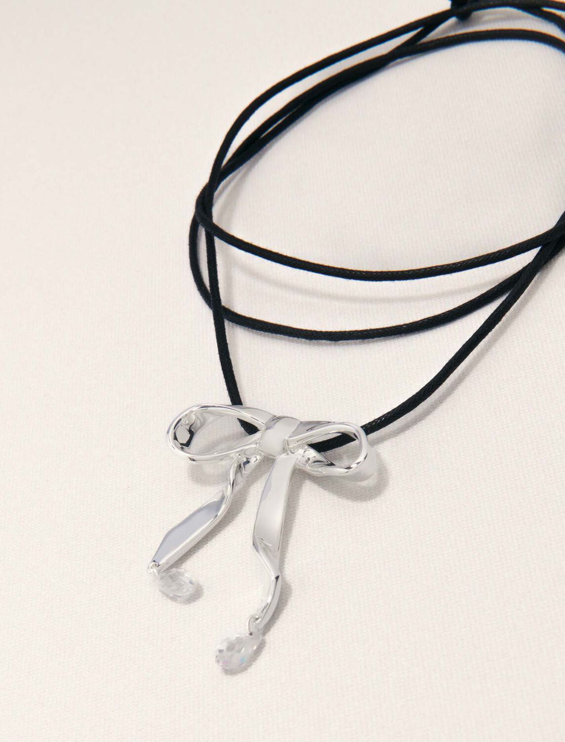 Silver bow necklace -  - MAJE