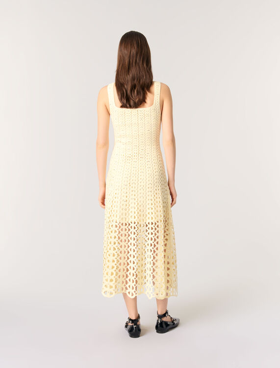 Rhinestone crochet midi dress : Dresses color Yellow
