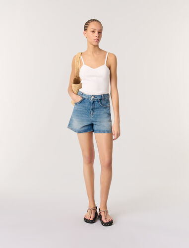 Rib knit top : Tops color White