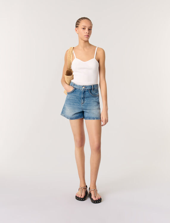 Rib knit top : Tops color White