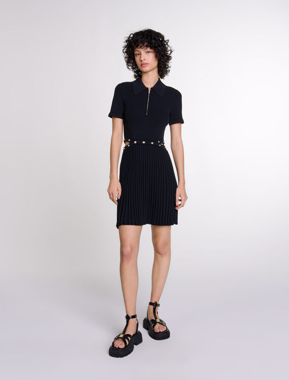 Short knit dress : Dresses color Black