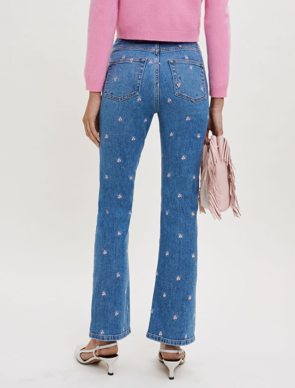 Jeans with daisy embroidery : Trousers & Jeans color 