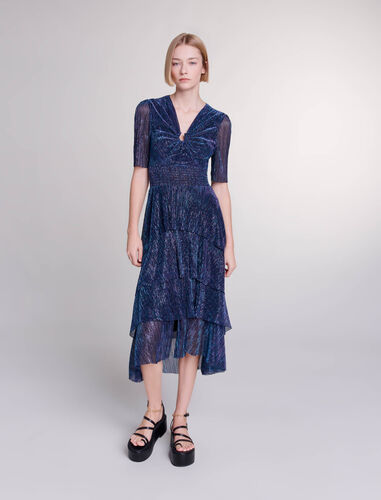 Ruffled maxi dress : View All color blue/purple