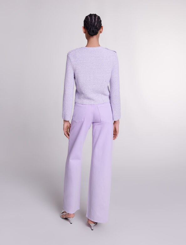 Cropped glitter knit cardigan : Sweaters & Cardigans color Parma Violet