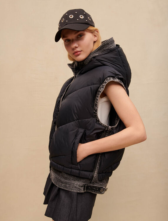 Black bi-material jacket - Blazers - MAJE