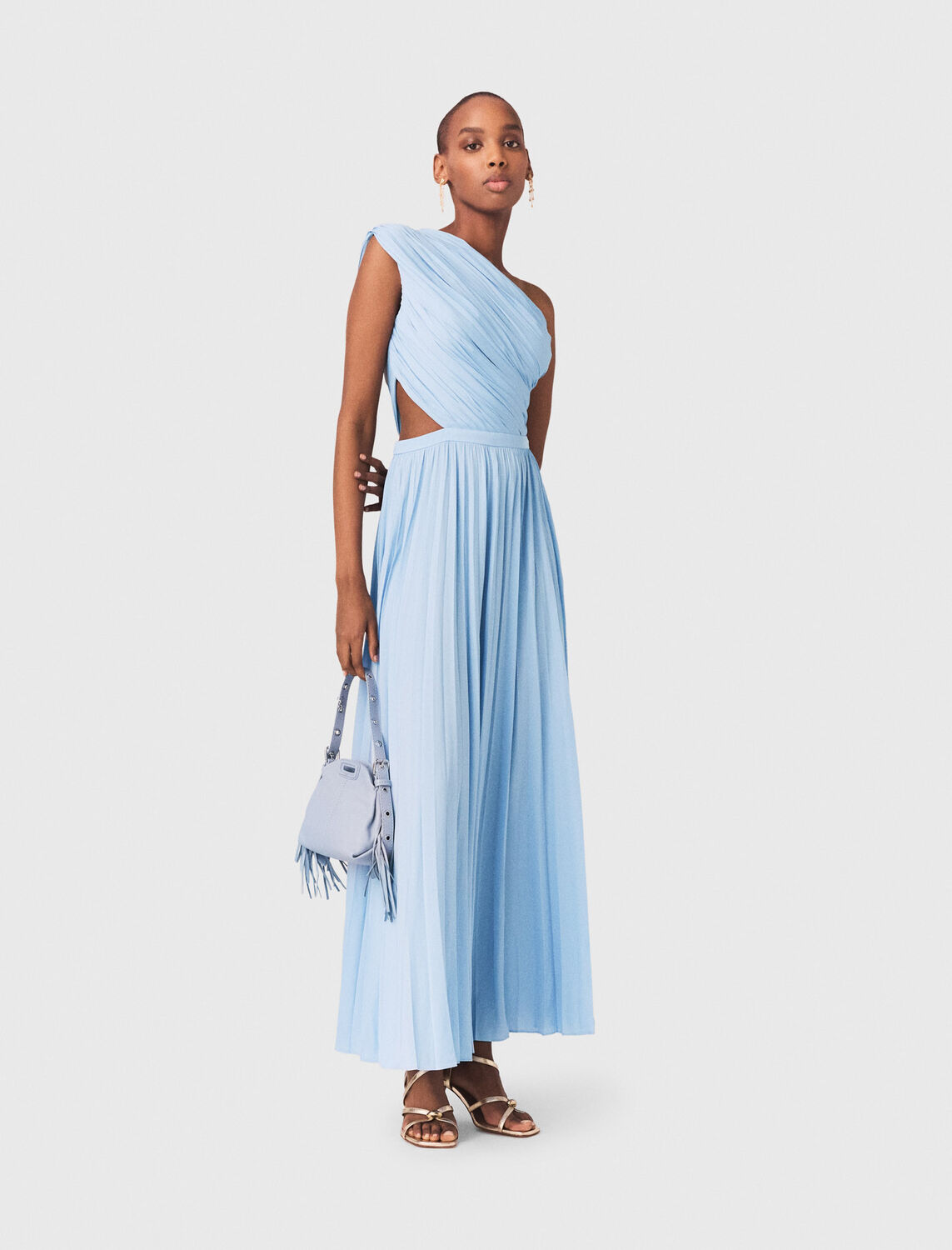 Asymmetrical pleated maxi dress - Dresses - MAJE