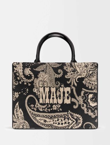 Jute tote bag with paisley pattern : 40% Off color Purple