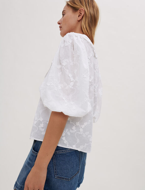 White shirt, embroidered cotton collar - View All - MAJE
