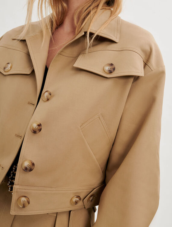 Cropped cotton jacket - Blazers & Jackets - MAJE