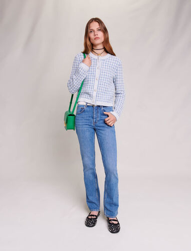 Checked cardigan : Sweaters & Cardigans color Blue