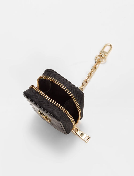 Embossed leather earphone case -  - MAJE