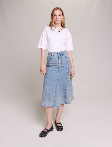 Denim midi skirt : Skirts & Shorts color Blue