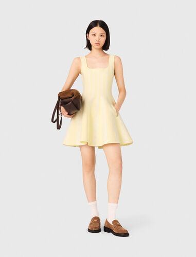 Jacquard knit short dress : Dresses color Pale Yellow